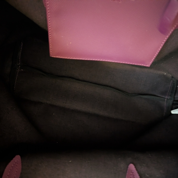 NWOT LACOSTE Plum Tote Bag for Women 19" X 12" X 6" With Bag Key Chain - Picture 5 of 6